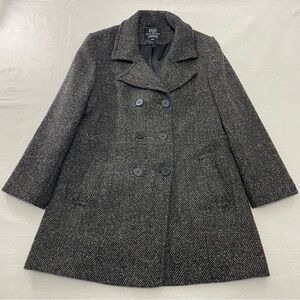 Ego Collection Tweed Herringbone Peacoat Women XL Wool Double Breasted Coat